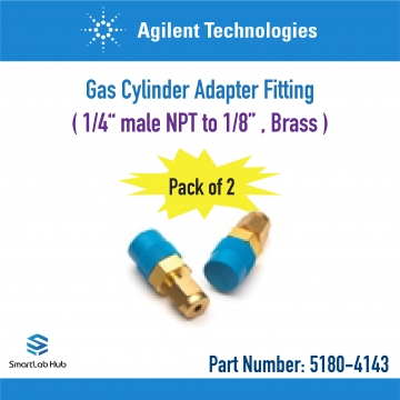 Agilent Adapter fitting, 1/4 in male NPT to 1/8 in, brass, 2/pk