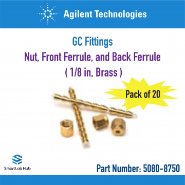 Agilent Nut, front ferrule, and back ferrule, 1/8 in, brass, 20/pk