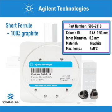 Agilent Ferrule, 0.8mm id, graphite, 0.45 to 0.53mm column, short, 10/pk