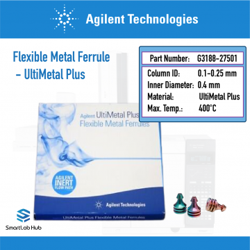 Agilent Flexible Metal ferrule, UltiMetal Plus, 0.4mm id, for 0.1 to 0.25mm id fused silica tubing, 10/pk