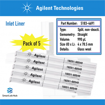 Agilent Inlet liner, split, straight, with glass wool, 5/pk