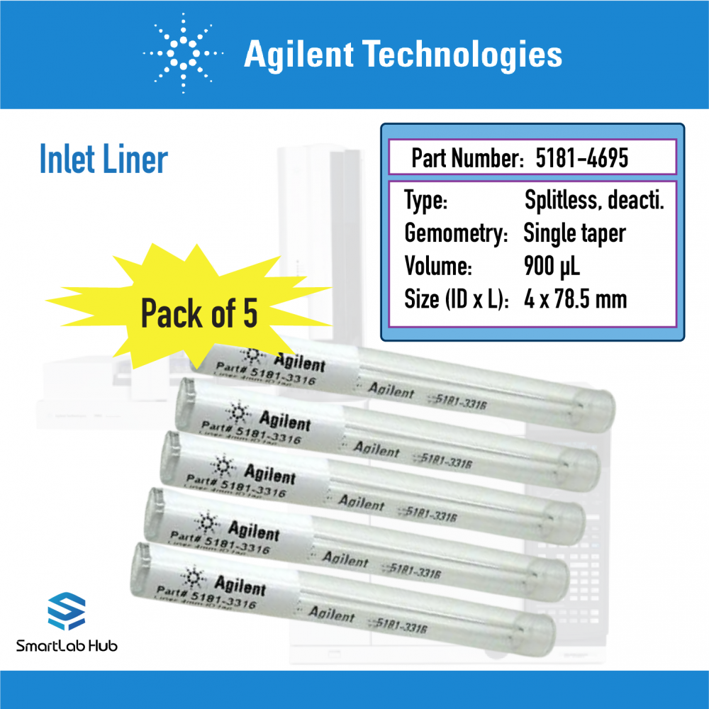Agilent Liner, Splitless, Taper, Deac, 5PK