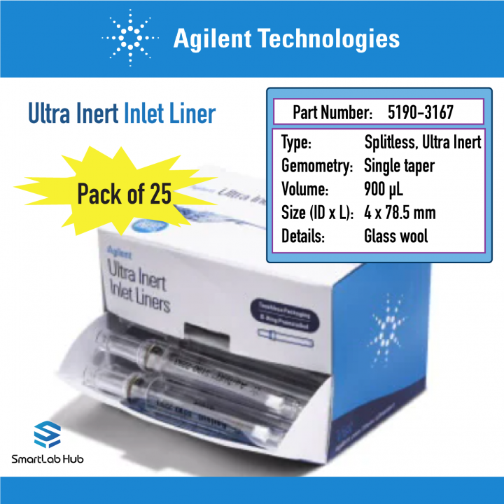Agilent Inlet Liner Ultra Inert splitless single Taper glass Wool 5190 3167 agilent-inlet-liner-ultra-inert-splitless-single-taper-glass-wool-5190-3167
