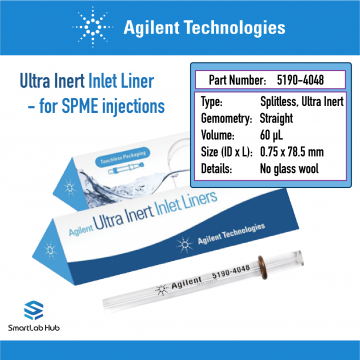 Agilent Inlet liner, Ultra Inert, splitless, straight, 0.75mm id, recommended for SPME injections
