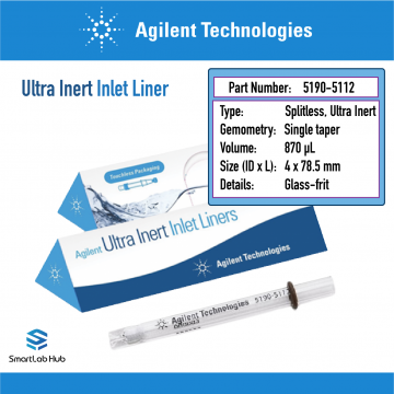 Agilent Inlet liner, Ultra Inert, splitless, fritted Liner