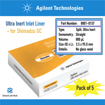 Agilent liner for Shimadzu, Ultra Inert, 3.5mm id, split, straight with restriction, glass wool, 5/pk