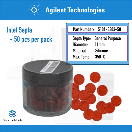 Agilent Inlet septa, general purpose, red, 11mm, partial through-hole, 50/pk