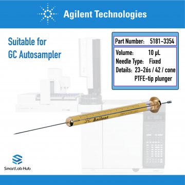 Agilent ALS Syringe, 10µL, fixed needle, 23-26s/42/cone, PTFE-tip plunger