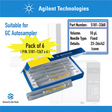 Agilent ALS Syringe, 10µL, fixed needle, 23-26s/42/cone, 6/pk