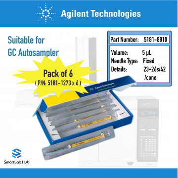 Agilent ALS Syringe, 5µL, fixed needle, 23-26s/42/cone, 6/pk