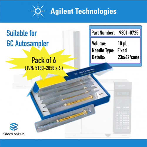 Agilent ALS Syringe, 10µL fixed needle, 23s/42/cone, 6/pk