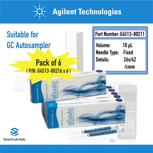 Agilent ALS syringe, Blue Line, 10µL, fixed needle, 26s/42/cone, 6/pk