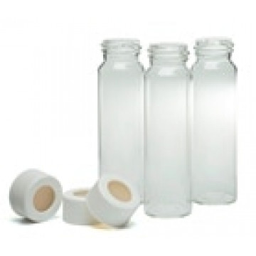 Agilent Storage vial kit, 40 mL, 28 x 95 clear vial, 24-414 open top, PTFE/silicone septa, 100/pk. Vial size: 28 x 95 mm (24-414 cap)