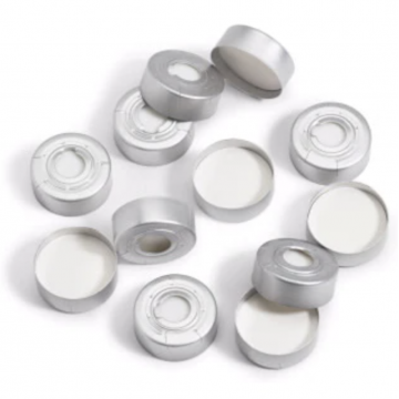 Agilent Cap, crimp, headspace, aluminum, PTFE/silicone septa, 20 mm, 100/pk. Cap size: 20 mm