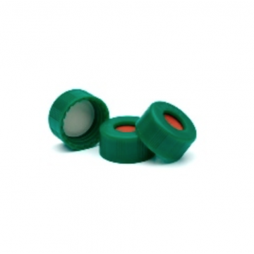 Agilent Green screw cap,PTFE/red sil septa,500pk