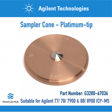 Agilent 7700, 7800, 7900, 8800, 8900 ICP-MS sampler cone, Platinum-tip with Copper base