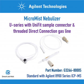 Agilent Nebulizer, MicroMist, U-series with UniFit sample connector and threaded Direct Connection gas line, standard with Agilent 8900 Series ICP-MS