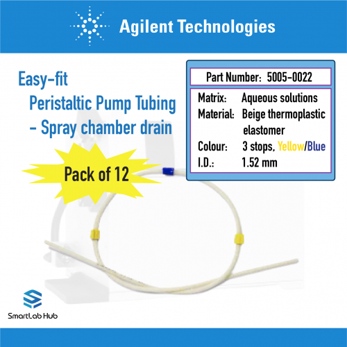 Agilent Easy-fit Peristaltic pump tubing, long-life, standard for spray chamber drain, 12/pk