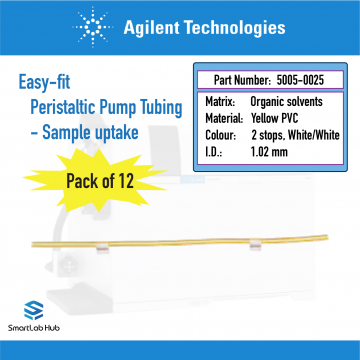 Agilent Easy-fit Peristaltic pump tubing, optional for organic solvent matrix sample uptake, 12/pk