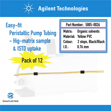Agilent Easy-fit Peristaltic pump tubing, optional for organic solvent high matrix sample and ISTD uptake, 12/pk