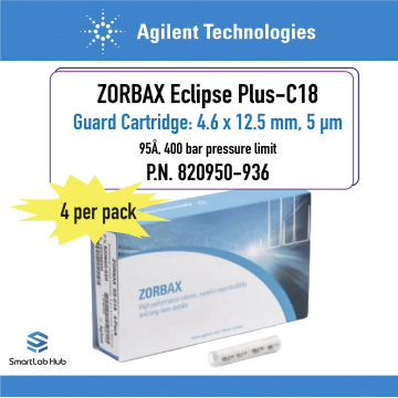 Agilent ZORBAX Eclipse Plus C18, 95Å, 4.6x12.5mm, 5µm, guard cartridge (ZGC), 4/pk