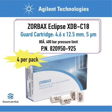 Agilent ZORBAX Eclipse XDB-C18, 80Å, 4.6x12.5 mm, 5µm, guard cartridge (ZGC), 4/pk