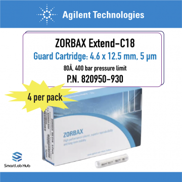 Agilent ZORBAX Extend-C18, 80Å, 4.6 x 12.5mm, 5µm, guard, 4/pk