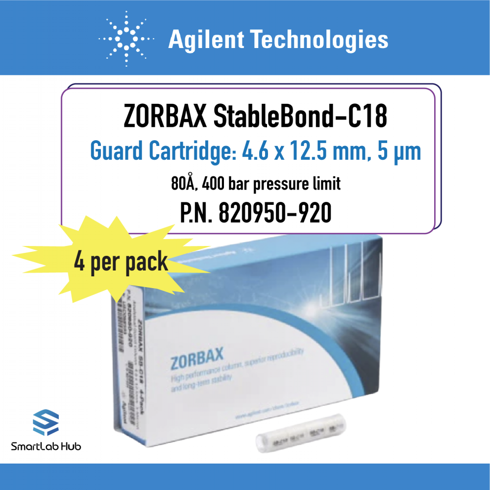 Agilent ZORBAX StableBond C18, 4.6 x 12.5mm, 5µm, 400 bar, guard