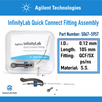 Agilent InfinityLab Quick Connect Fitting assembly with pre-fixed 0.12x105mm capillary