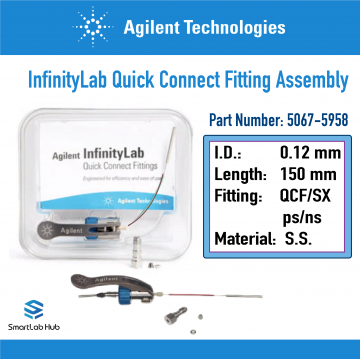 Agilent InfinityLab Quick Connect Fitting assembly with pre-fixed 0.12x150mm capillary