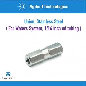 Agilent union, stainless steel, for 1/16 inch od tubing, for Waters systems