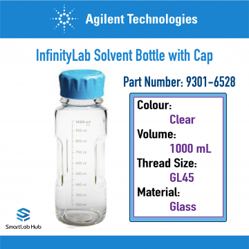 Agilent InfinityLab solvent bottle, clear, 1L, with cap