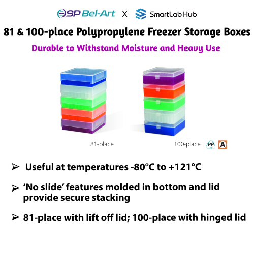Bel-Art 81 & 100-place Polypropylene Freezer Storage Boxes