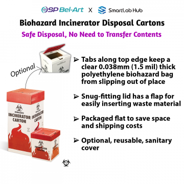 Bel-Art Cardboard Biohazard Incinerator Disposal Cartons