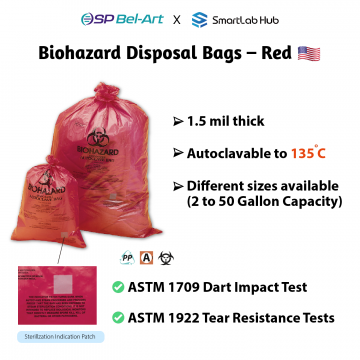 Bel-Art Biohazard Disposal Bags - Red