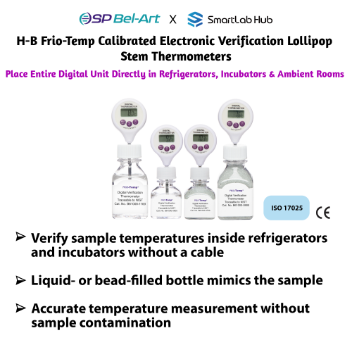 Bel-Art H-B FRIO-Temp® Calibrated Electronic Verification Lollipop Stem Thermometers
