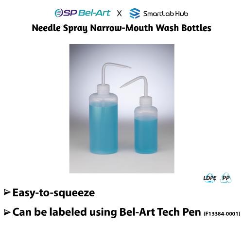 Bel-Art Needle Spray Narrow-Mouth Wash Bottles