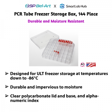 Bel-Art PCR Tube Freezer Storage Box, 144-place