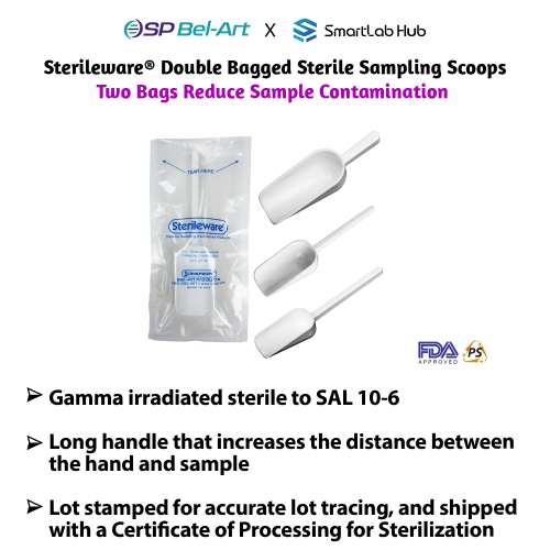 Bel-Art Sterileware® Double Bagged Sterile Sampling Scoops - White