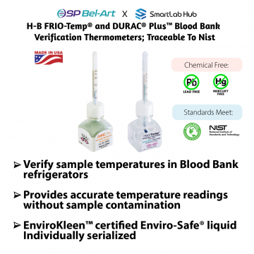 Bel-Art H-B FRIO-Temp® and DURAC® Plus™ Blood Bank Verification Thermometers; Traceable to NIST