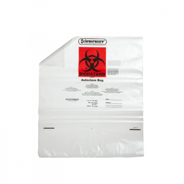 Bel-Art Clear Biohazard Disposal Bags with Warning Label; 1.5 mil Thick, 10-12 Gallon Capacity, Polypropylene (Pack of 100)