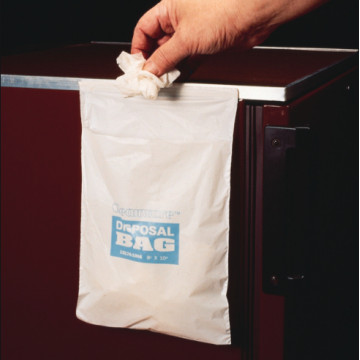 Bel-Art CleanwareTM Polyethylene White Self Adhesive Waste Bags; Holds 3 lb, 1.0 mil Thick, 8 in. W x 10 in. H (Pack of 50)