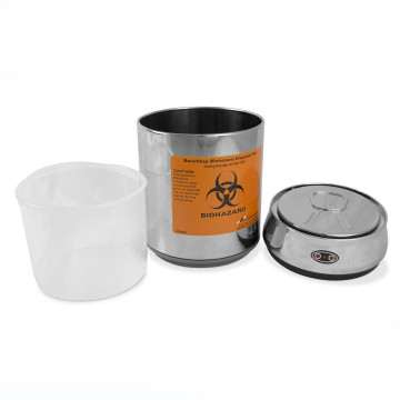 Bel-Art Benchtop Biohazard Disposal Can with Motion Sensor Lid; 1.5L Capacity, Stainless Steel