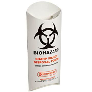 Bel-Art Biohazard Sharp Object Safety Pouches; 5¹/₂ x 13 in., 10 mil Thick, Paperboard (Pack of 200)