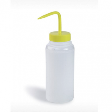 Bel-Art Wide-Mouth 500ml Polyethylene Wash Bottles; Yellow Polypropylene Cap, 53mm Closure (Pack of 6)