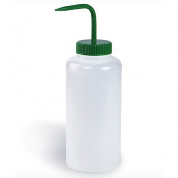 Bel-Art Wide-Mouth 1000ml (32oz) Polyethylene Wash Bottles; Green Polypropylene Cap, 53mm Closure (Pack of 4)