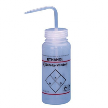 Bel-Art Safety-Vented / Labeled 2-Color Ethanol Wide-Mouth Wash Bottles; 500ml (16oz), Polyethylene w/Natural Polypropylene Cap (Pack of 3)