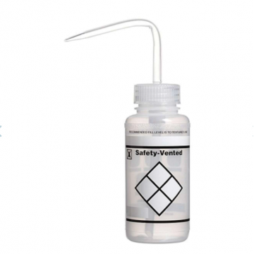 Bel-Art Safety-Vented / Labeled 2-Color LYOB Wide-Mouth Wash Bottles; 250ml (8oz), Polyethylene w/Natural Polypropylene Cap (Pack of 3)