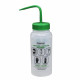 Bel-Art Safety-Labeled 2-Color Methanol Wide-Mouth Wash Bottles; 500ml (16oz), Polyethylene w/Green Polypropylene Cap (Pack of 6)