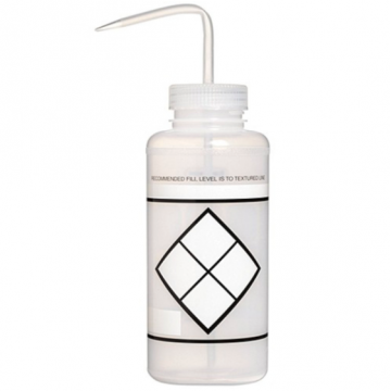 Bel-Art Safety-Labeled 2-Color LYOB Wide-Mouth Wash Bottles; 1000ml (32oz), Polyethylene w/Natural Polypropylene Cap (Pack of 6)